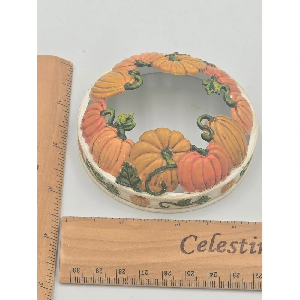Yankee Candle Pumpkin Jar Topper Metal Candle Shade Fall Harvest Orange